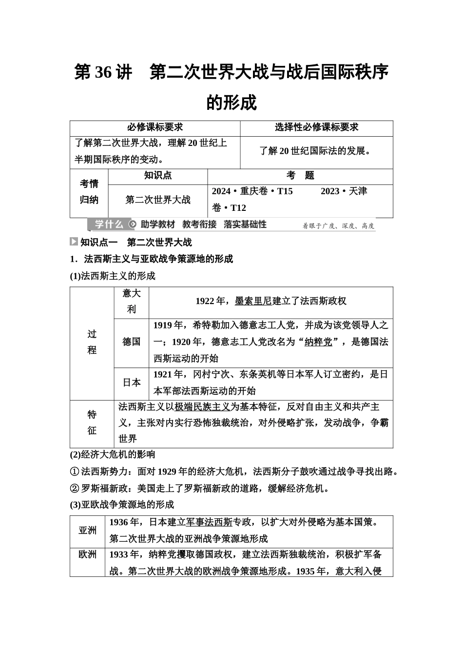 2026版《课堂新坐标》高三历史一轮复习江苏专版48第三编第十一单元第36讲第二次世界大战与战后国际秩序的形成c.docx_第1页
