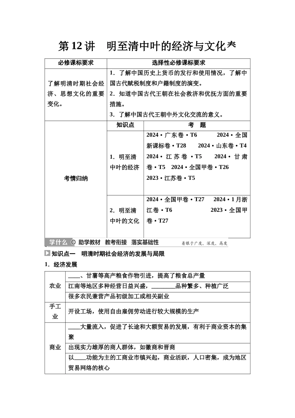 2026版《课堂新坐标》高三历史一轮复习通史版15第一编第四单元第12讲明至清中叶的经济与文化(1).docx_第1页