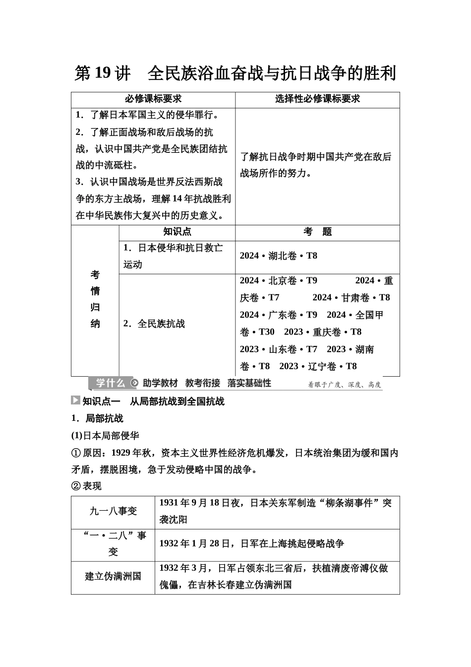 2026版《课堂新坐标》高三历史一轮复习通史版25第二编第六单元第19讲全民族浴血奋战与抗日战争的胜利(1).docx_第1页
