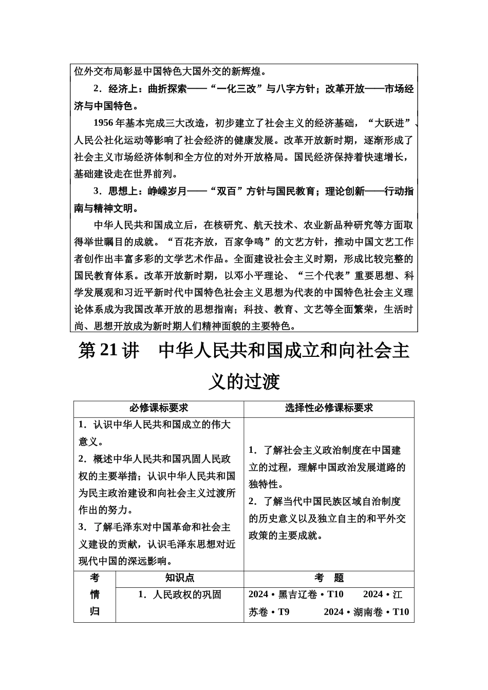 2026版《课堂新坐标》高三历史一轮复习通史版28第二编第七单元第21讲中华人民共和国成立和向社会主义的过渡(1).docx_第2页