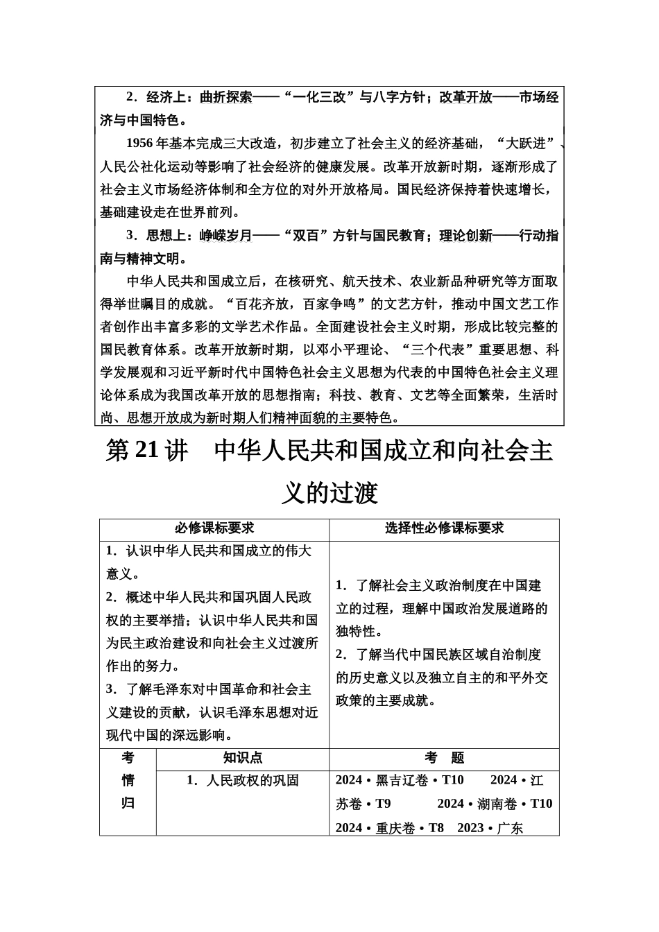 2026版《课堂新坐标》高三历史一轮复习通史版28第二编第七单元第21讲中华人民共和国成立和向社会主义的过渡.docx_第2页