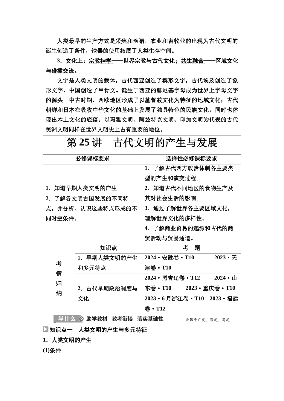 2026版《课堂新坐标》高三历史一轮复习通史版34第三编第八单元第25讲古代文明的产生与发展.docx_第3页