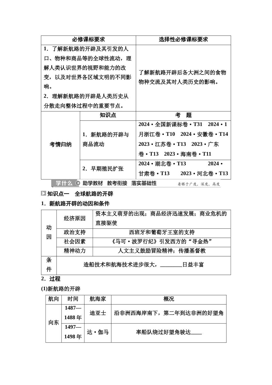 2026版《课堂新坐标》高三历史一轮复习通史版38第三编第九单元第28讲全球航路的开辟与世界格局的演变(1).docx_第2页