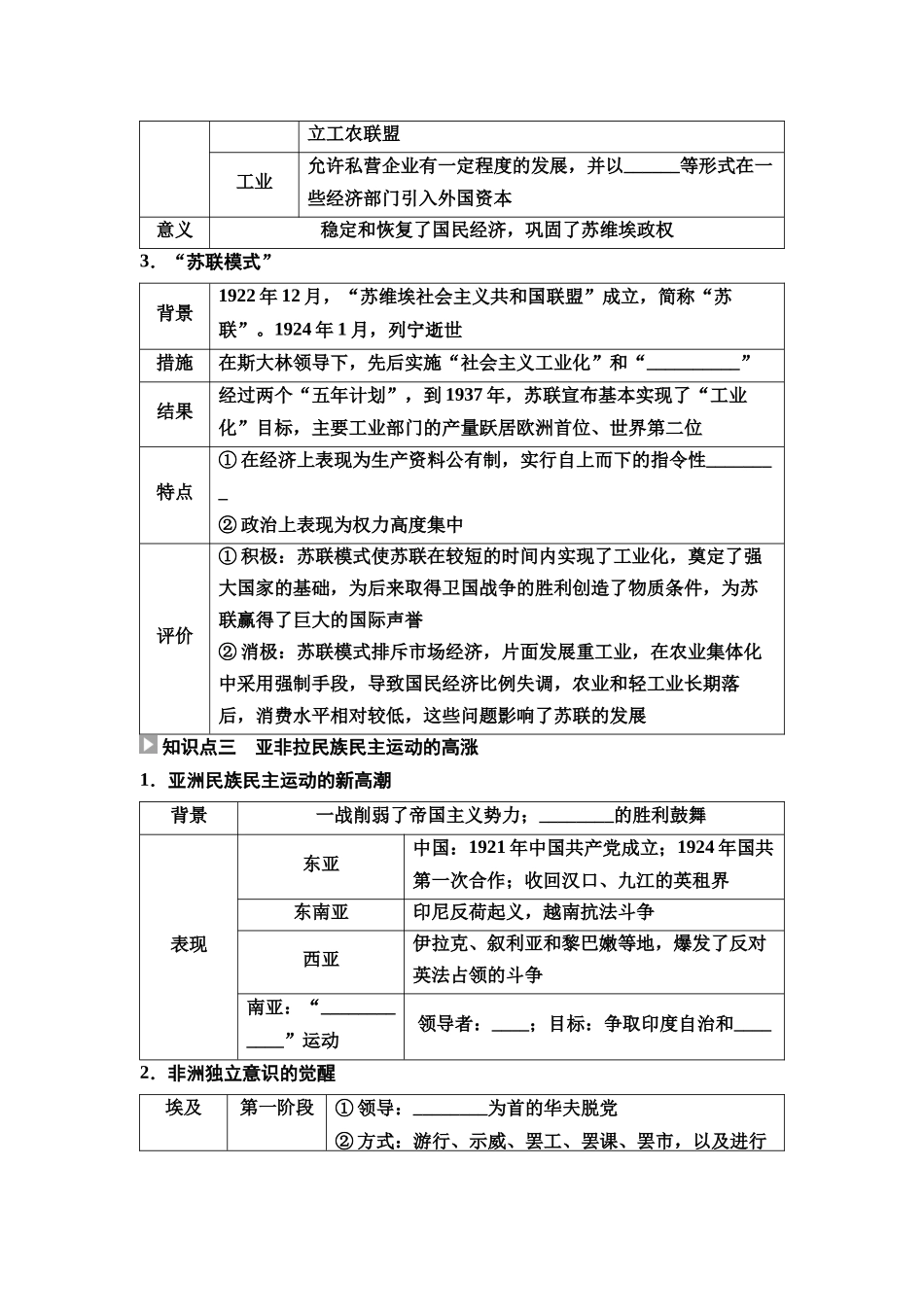 2026版《课堂新坐标》高三历史一轮复习通史版47第三编第十一单元第35讲十月革命和社会主义建设与亚非拉民族民主运动高涨(1).docx_第3页