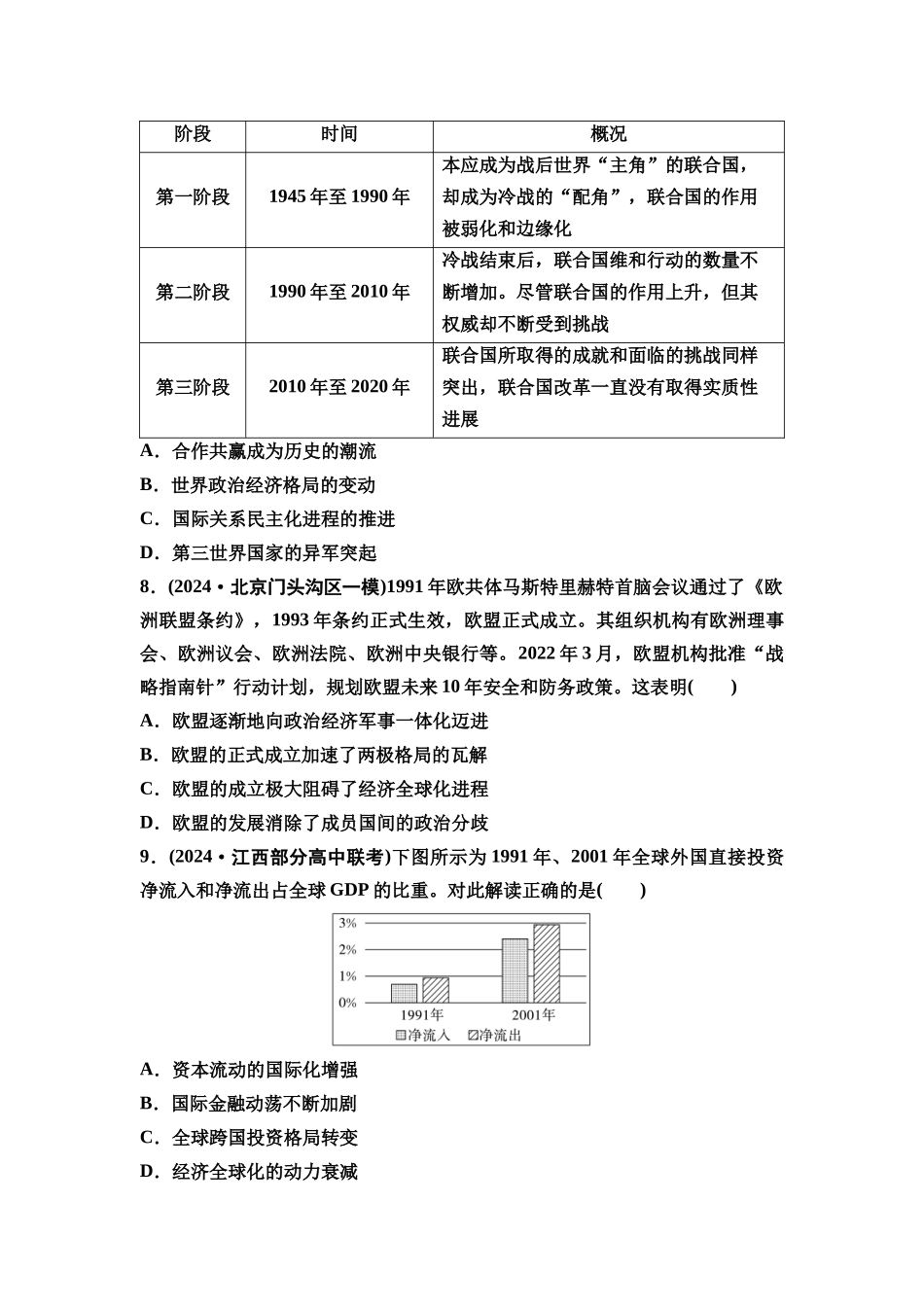 2026版《课堂新坐标》高三历史一轮复习通史版课时分层作业40当代世界发展的特点与主要趋势.docx_第3页