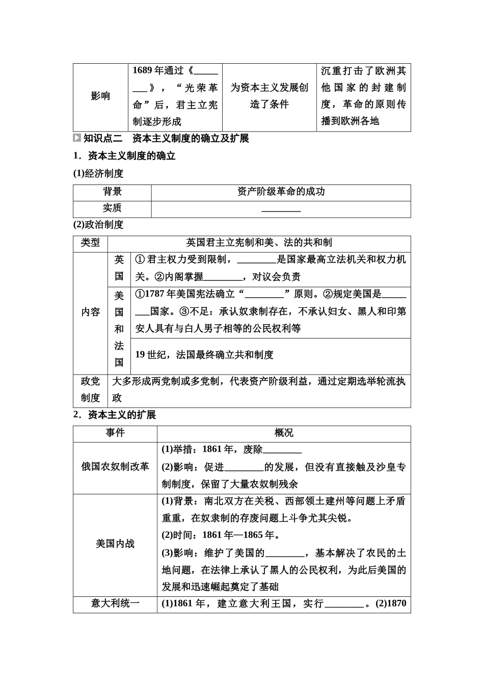 2026版《课堂新坐标》高三历史一轮复习通用版28中外历史纲要(下)第九单元第27讲资产阶级革命与资本主义制度的确立.docx_第2页