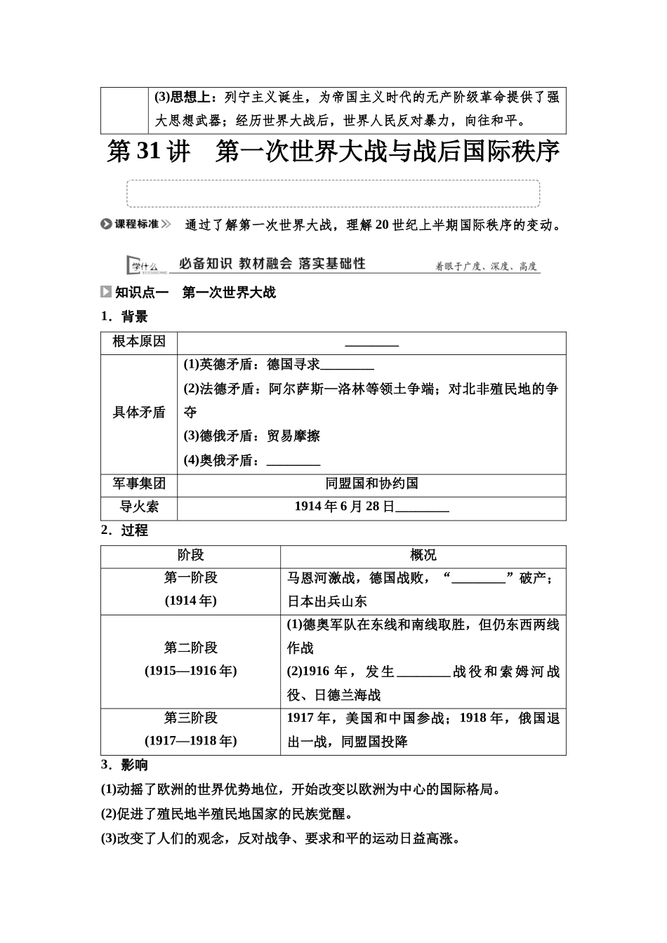 2026版《课堂新坐标》高三历史一轮复习通用版32中外历史纲要(下)第十一单元第31讲第一次世界大战与战后国际秩序.docx_第2页