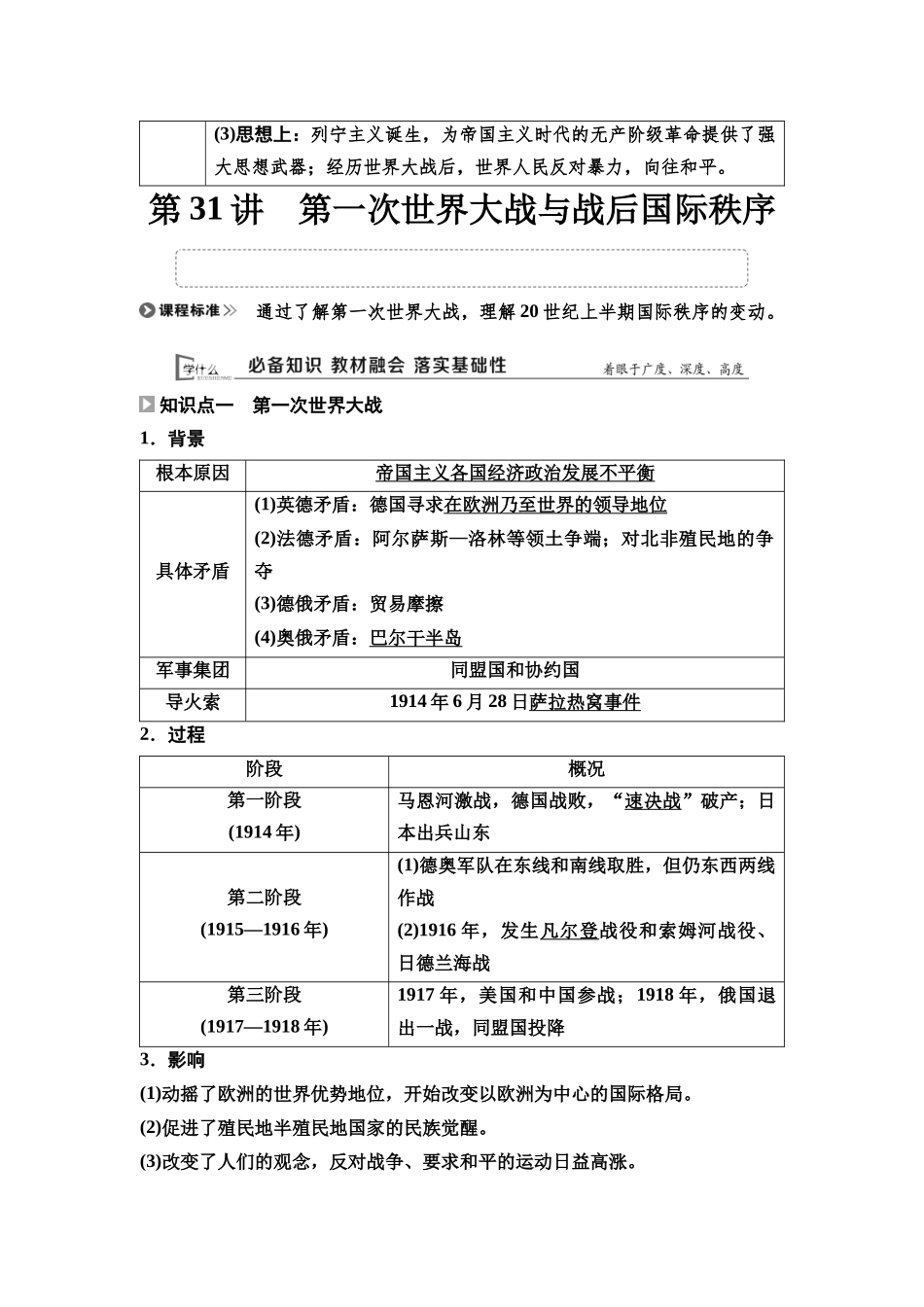 2026版《课堂新坐标》高三历史一轮复习通用版42中外历史纲要(下)第十一单元第31讲第一次世界大战与战后国际秩序.docx_第2页