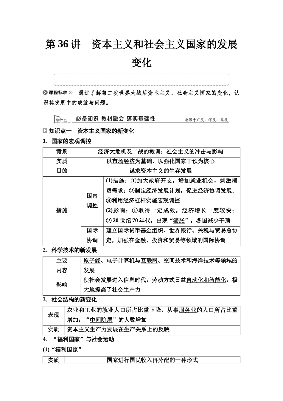 2026版《课堂新坐标》高三历史一轮复习通用版48中外历史纲要(下)第十二单元第36讲资本主义和社会主义国家的发展变化.docx_第1页