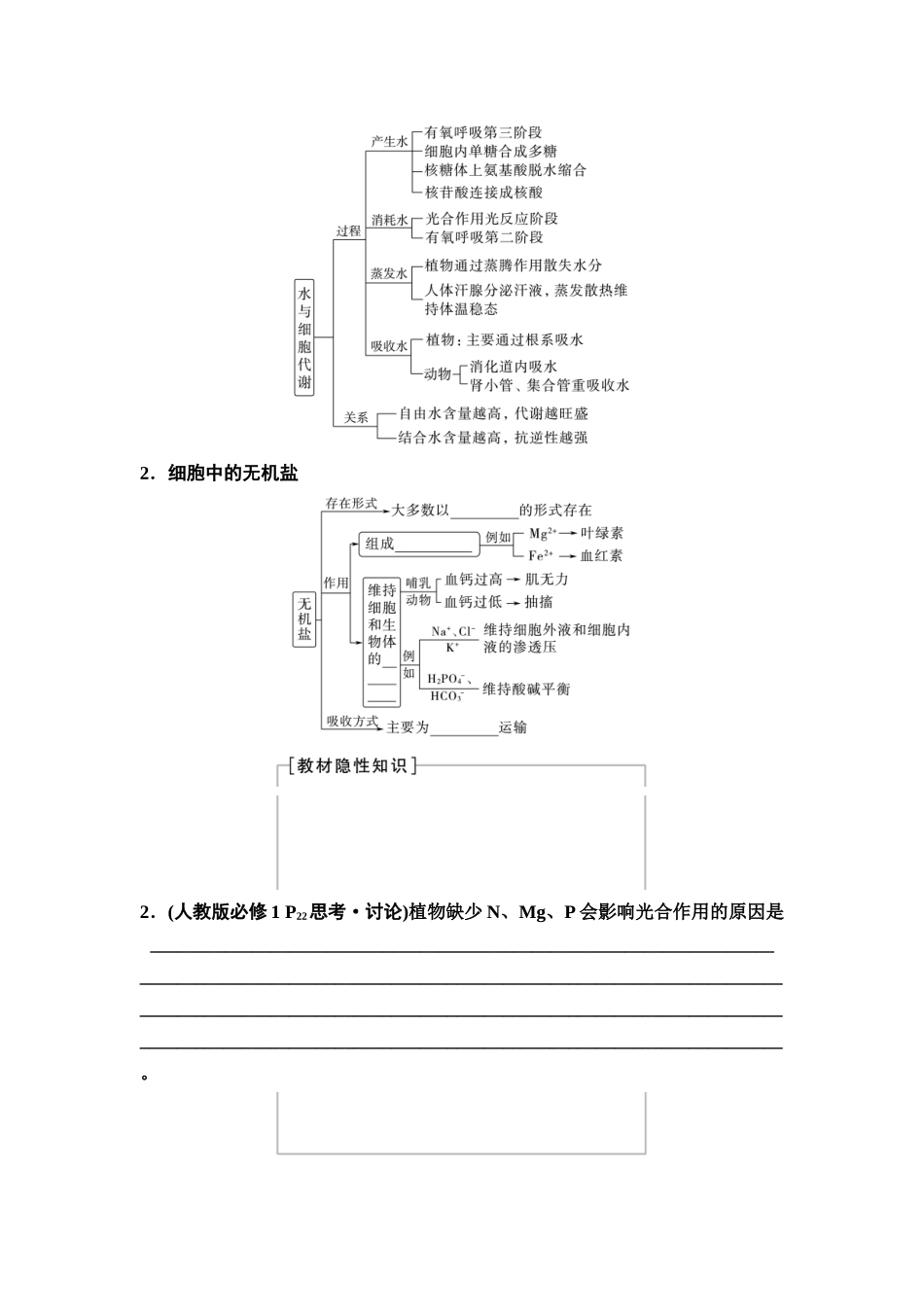 2026版《课堂新坐标》高三生物学一轮复习不定项版02必修1第一单元第2讲细胞中的无机物、糖类和脂质(1).docx_第3页