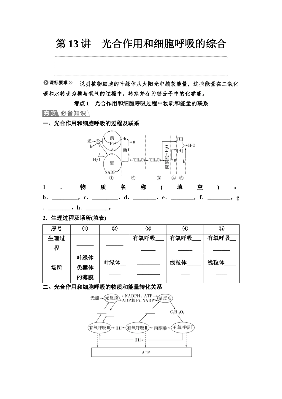 2026版《课堂新坐标》高三生物学一轮复习不定项版16必修1第二单元第13讲光合作用和细胞呼吸的综合.docx_第1页