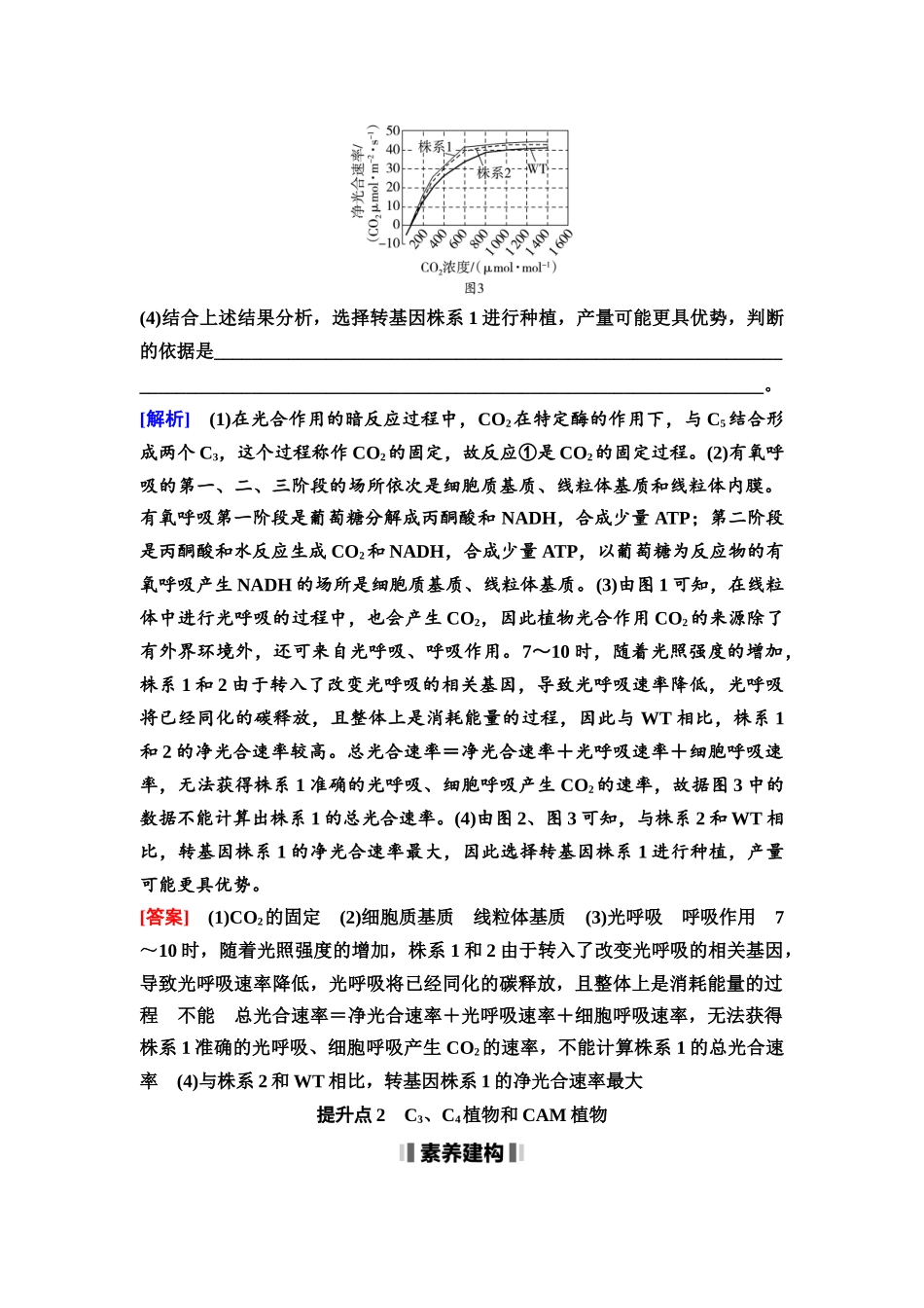 2026版《课堂新坐标》高三生物学一轮复习不定项版17必修1第二单元素养加强课2光呼吸，C3、C4植物和CAM植物(1).docx_第3页