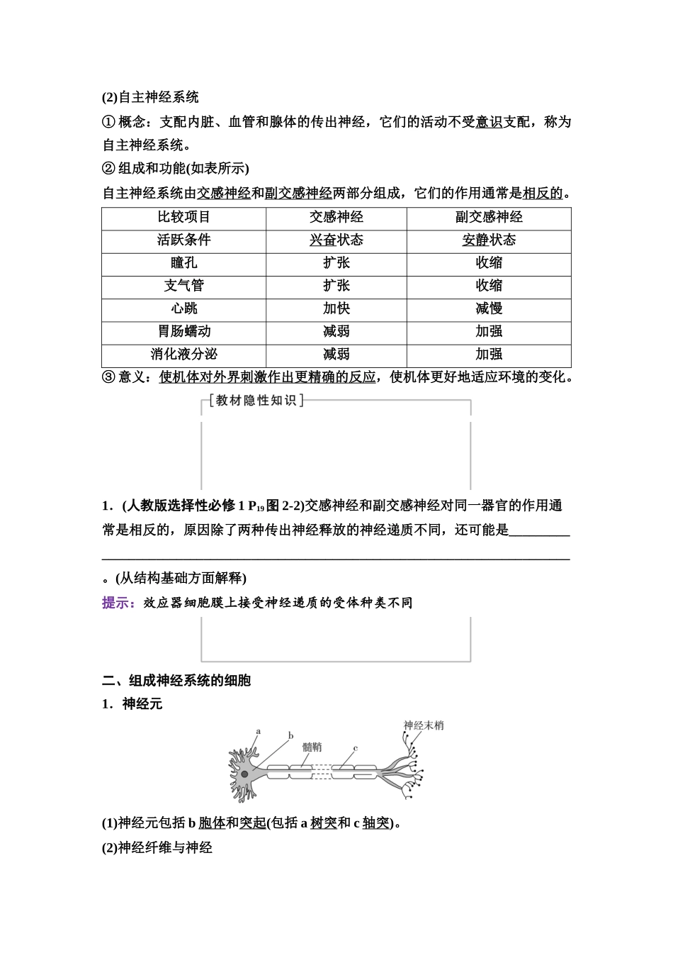2026版《课堂新坐标》高三生物学一轮复习不定项版48选择性必修1第七单元第33讲神经调节的结构基础及基本方式.docx_第2页