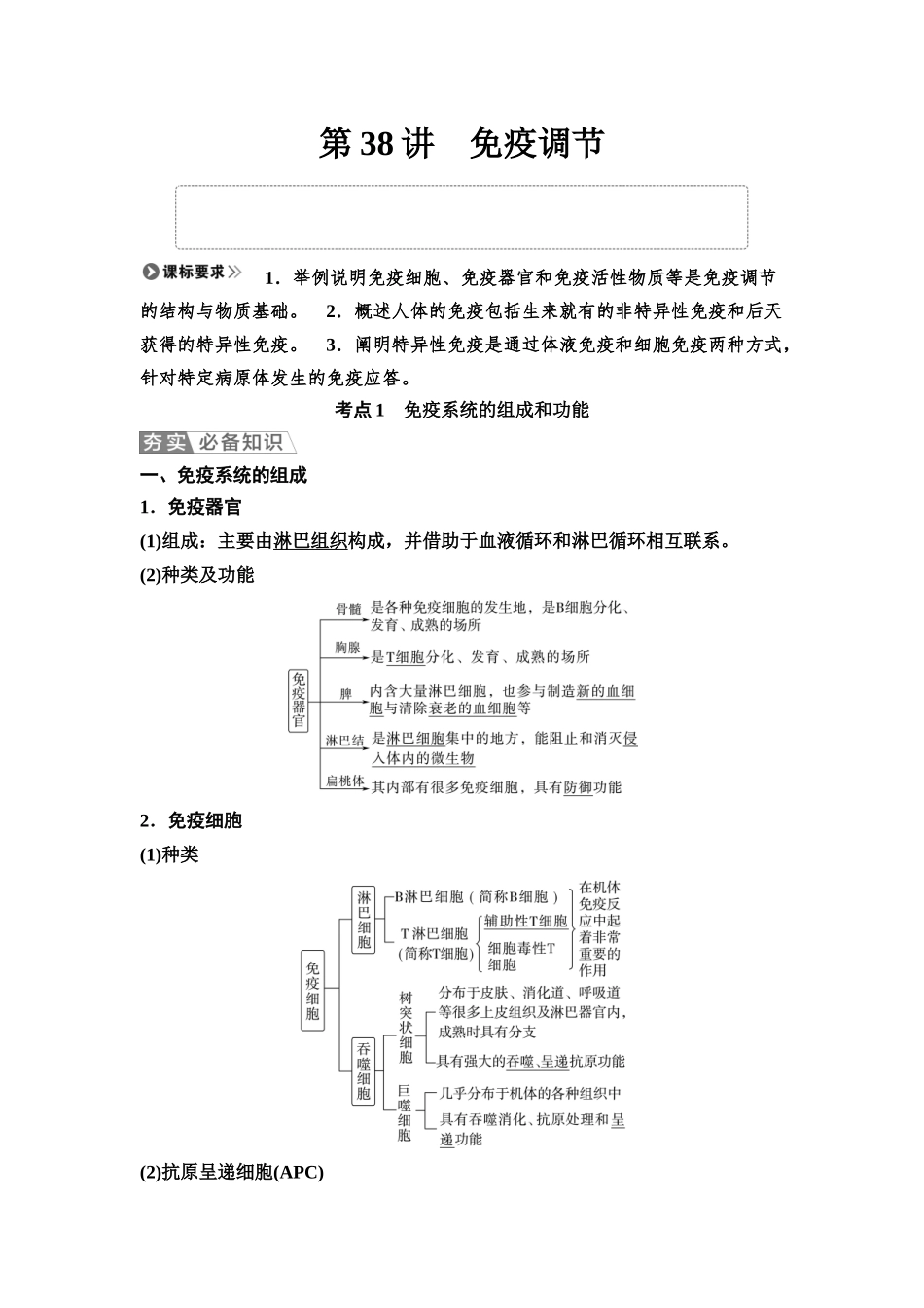 2026版《课堂新坐标》高三生物学一轮复习不定项版54选择性必修1第七单元第38讲免疫调节.docx_第1页