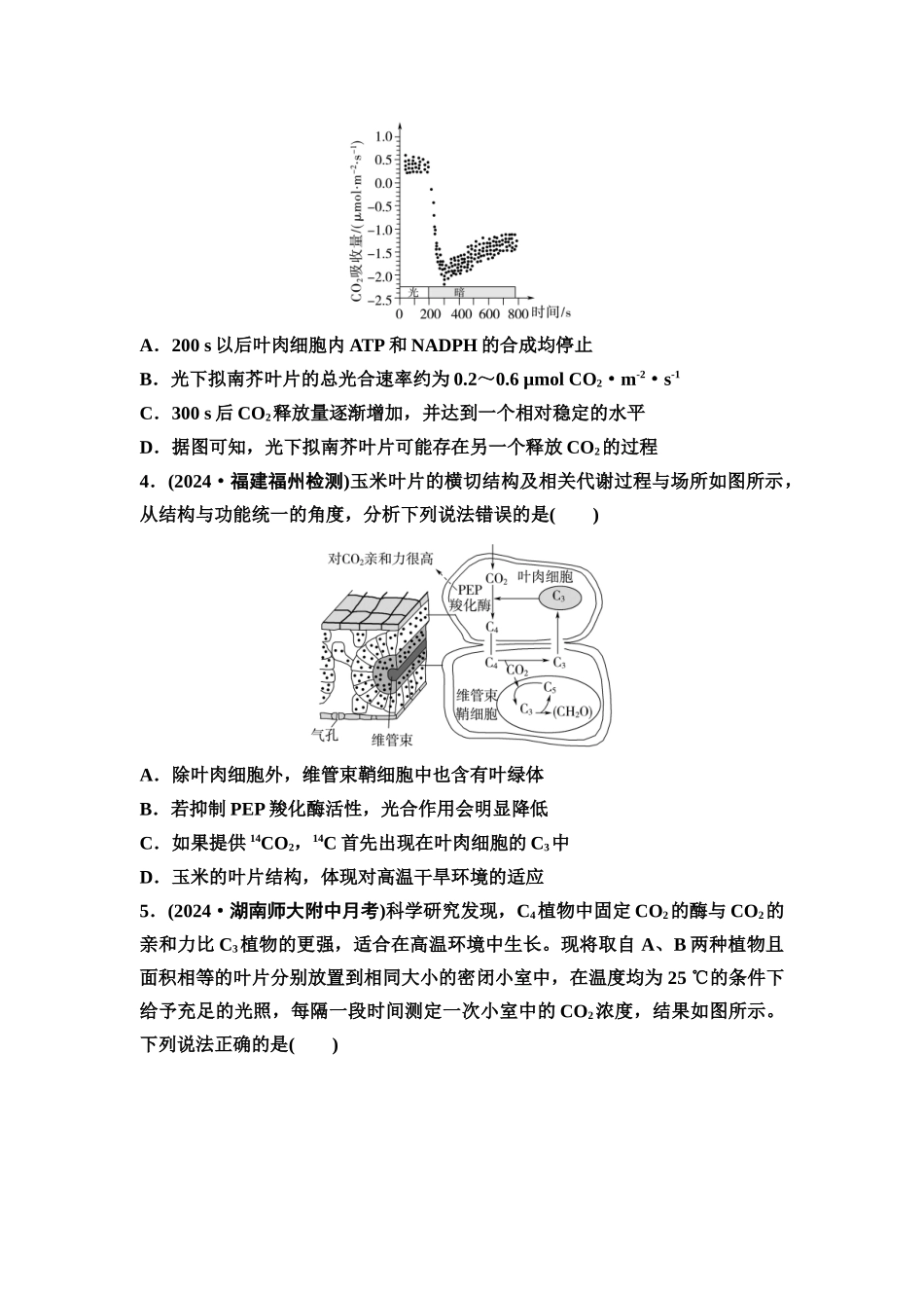 2026版《课堂新坐标》高三生物学一轮复习不定项版素养加强集训2光呼吸、C3、C4植物和CAM植物.docx_第2页