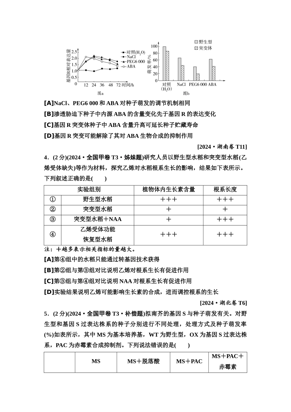 2026版《课堂新坐标》高三生物学一轮复习单选版4高考真题衍生卷·命题区间四植物生命活动的调节.docx_第2页