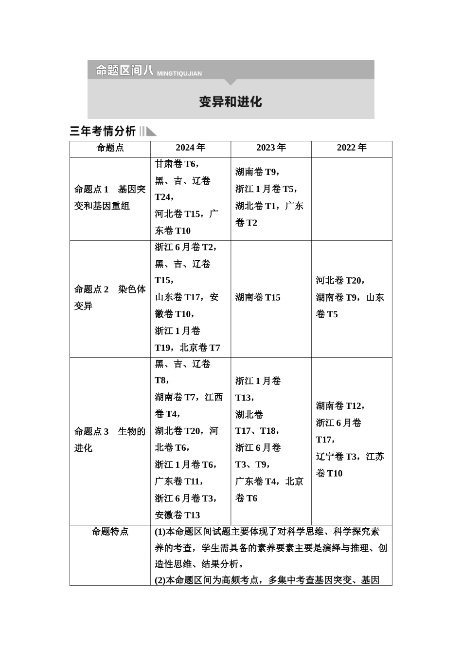 2026版《课堂新坐标》高三生物学一轮复习单选版5命题区间八变异和进化.docx_第1页