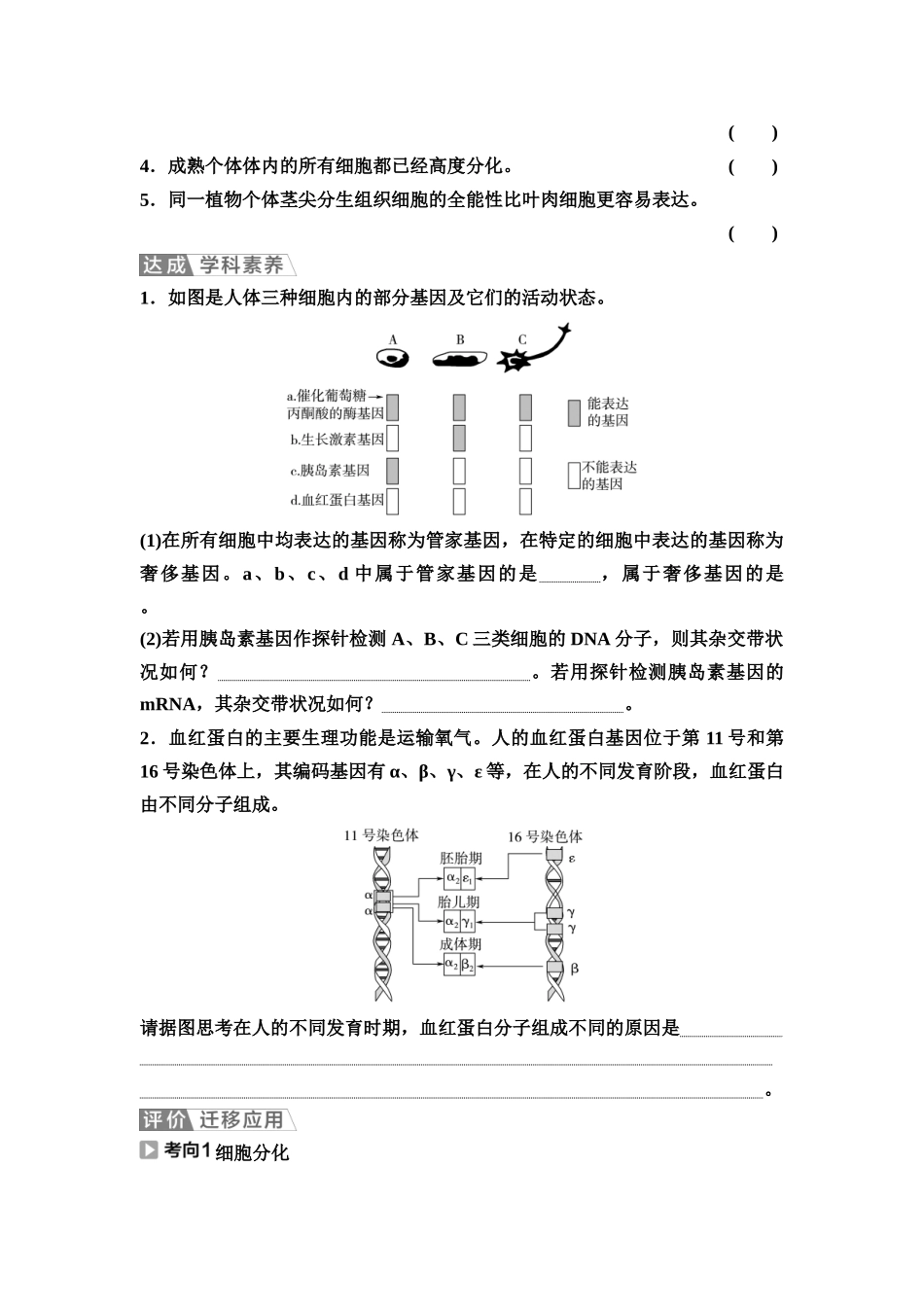 2026版《课堂新坐标》高三生物学一轮复习单选版22必修1第三单元第16讲细胞的分化、衰老和死亡(1).docx_第3页