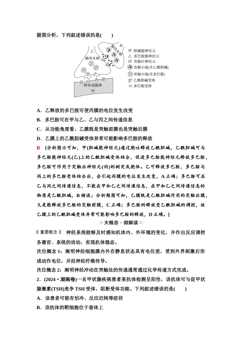 2026版《课堂新坐标》高三生物学一轮复习单选版59选择性必修1第七单元大概念升华课5.docx_第2页