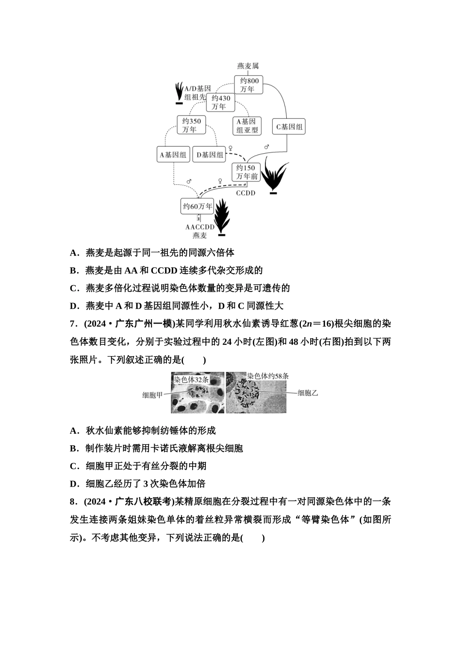 2026版《课堂新坐标》高三生物学一轮复习单选版课时数智作业30染色体变异.docx_第3页