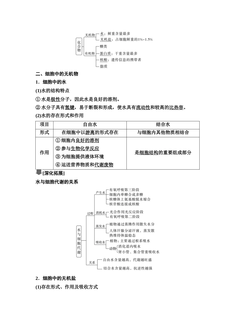 2026版《课堂新坐标》高三生物学一轮复习江苏专版02必修1第一单元第2讲细胞中的无机物、糖类和脂质.docx_第2页