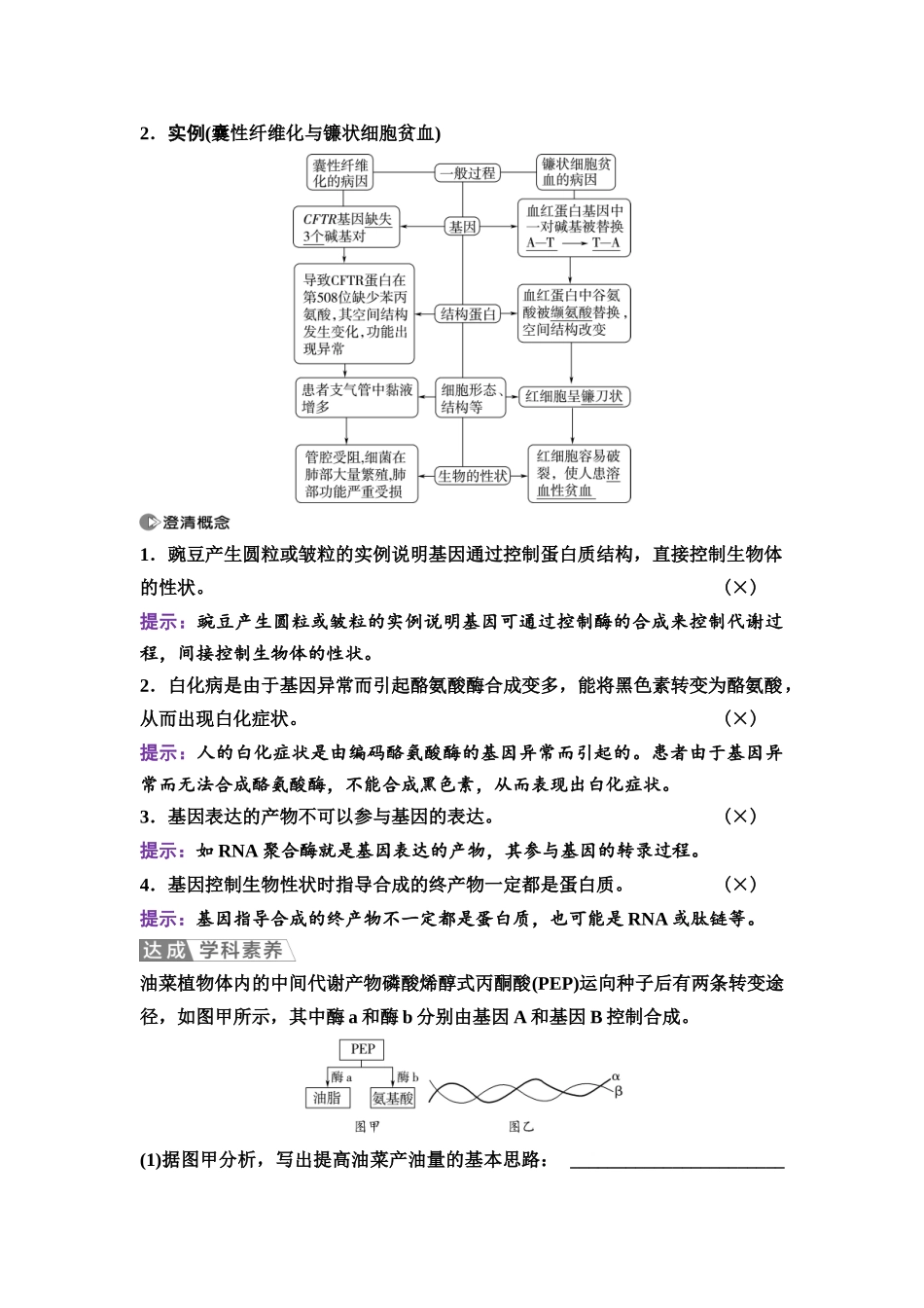 2026版《课堂新坐标》高三生物学一轮复习江苏专版37必修2第五单元第28讲基因表达与性状的关系.docx_第2页