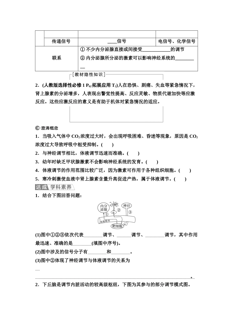 2026版《课堂新坐标》高三生物学一轮复习江苏专版49选择性必修1第七单元第37讲体液调节与神经调节的关系(1).docx_第2页