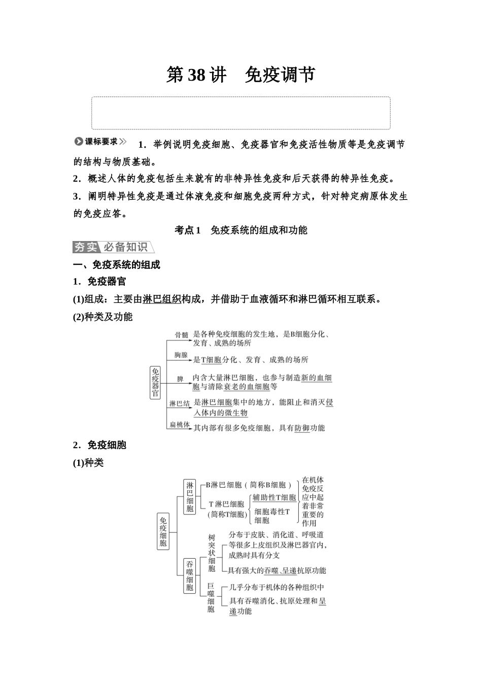 2026版《课堂新坐标》高三生物学一轮复习江苏专版51选择性必修1第七单元第38讲免疫调节.docx_第1页