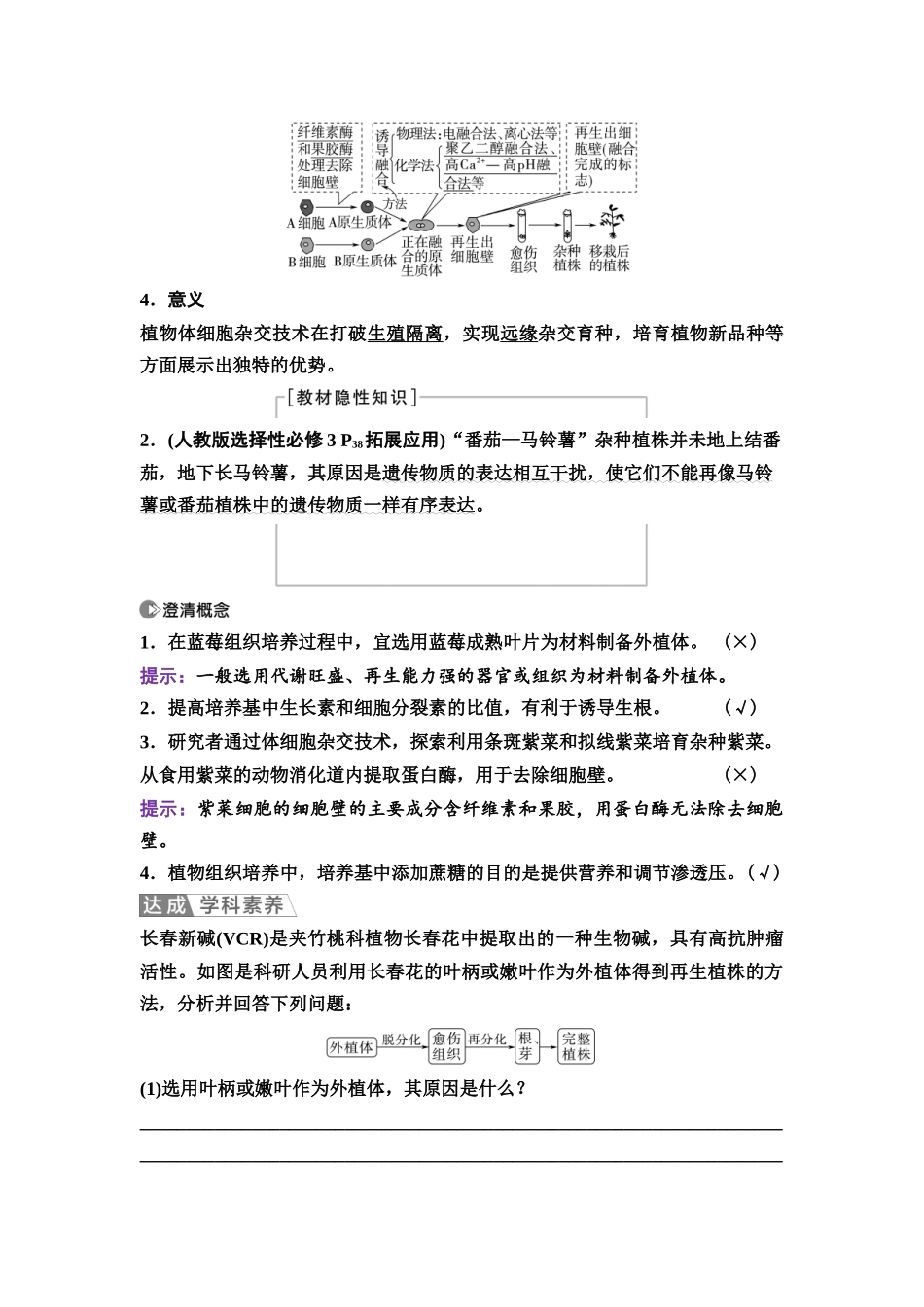2026版《课堂新坐标》高三生物学一轮复习江苏专版68选择性必修3第九单元第53讲植物细胞工程.docx_第3页