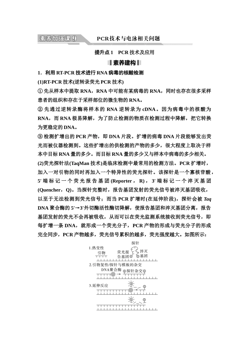 2026版《课堂新坐标》高三生物学一轮复习江苏专版73选择性必修3第九单元素养加强课9PCR技术与电泳相关问题.docx_第1页