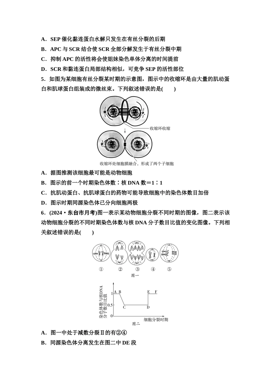 2026版《课堂新坐标》高三生物学一轮复习江苏专版课时分层作业16减数分裂与有丝分裂的比较及观察蝗虫精母细胞减数分裂装片.docx_第2页