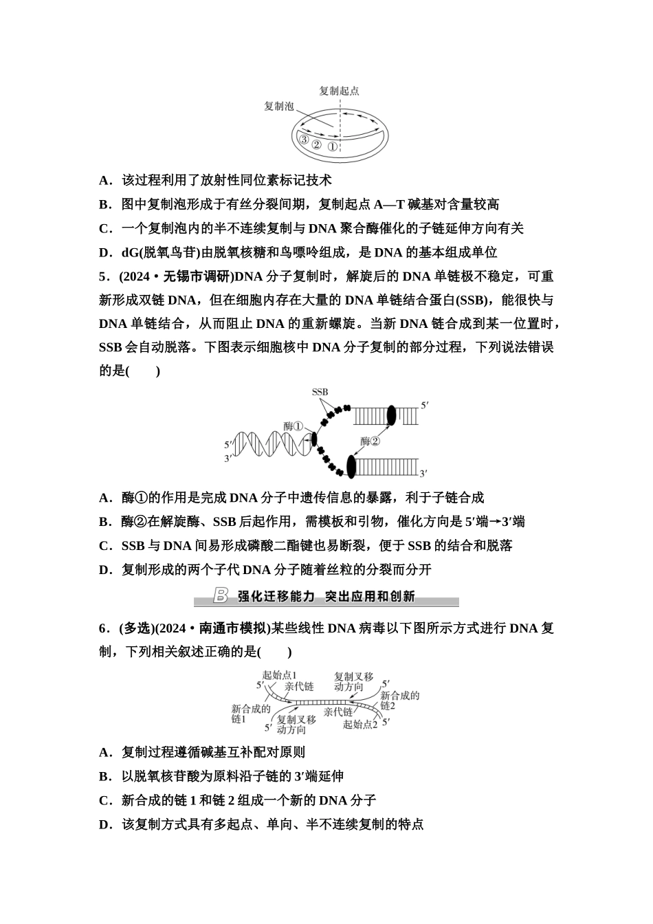2026版《课堂新坐标》高三生物学一轮复习江苏专版课时分层作业26DNA的结构、复制和基因的本质.docx_第2页
