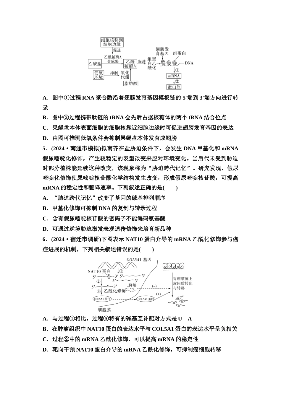 2026版《课堂新坐标》高三生物学一轮复习江苏专版课时分层作业28基因表达与性状的关系.docx_第2页