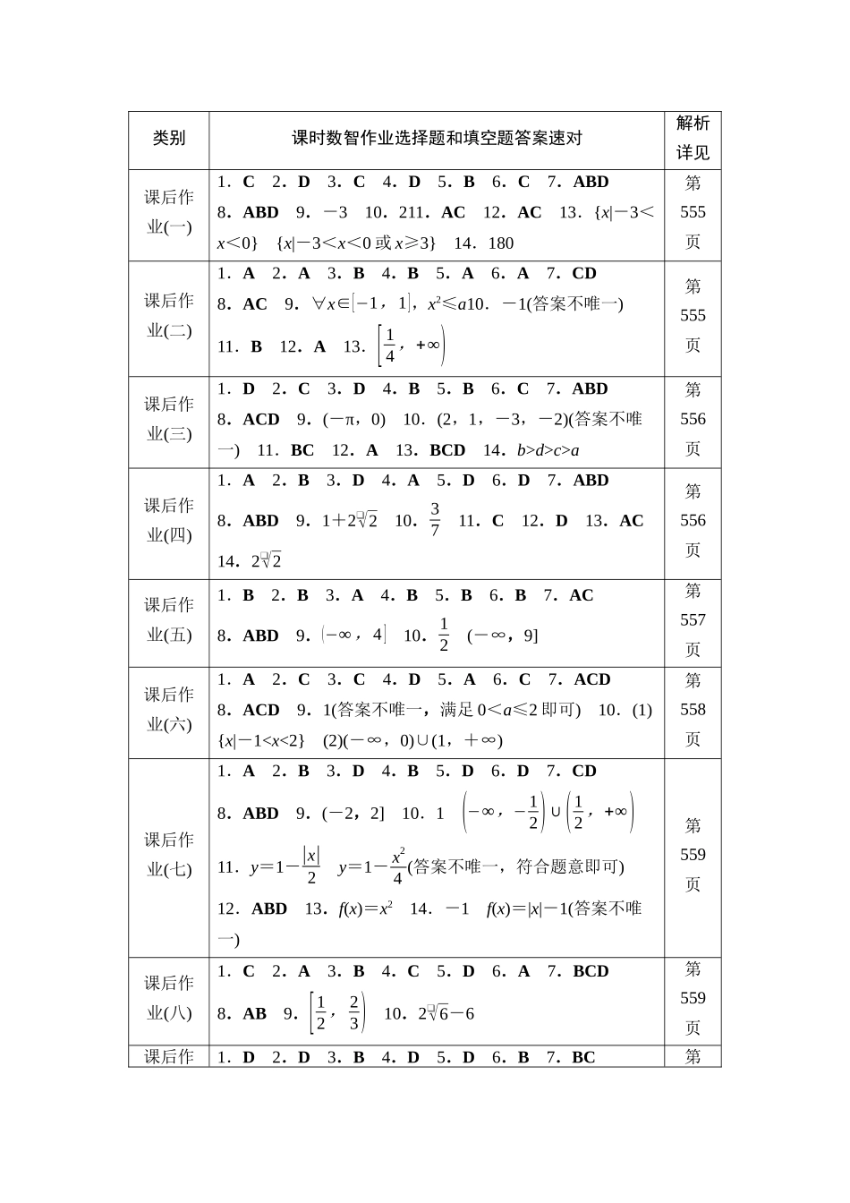 2026版《课堂新坐标》高三数学一轮复习通用版讲义参考答案与精析.docx_第1页
