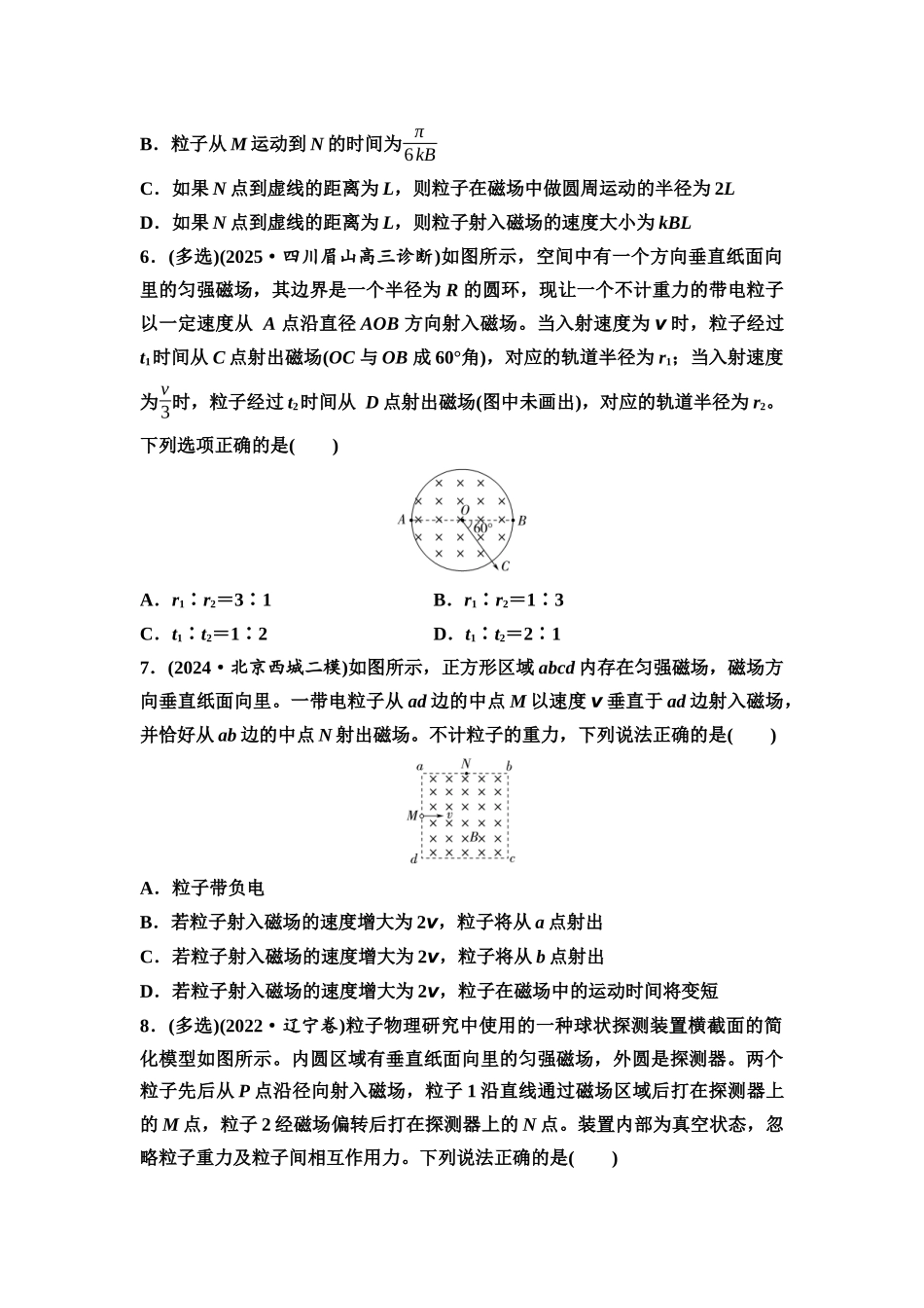 2026版《课堂新坐标》高三物理一轮复习通用版课时数智作业26磁场对运动电荷的作用.docx_第3页
