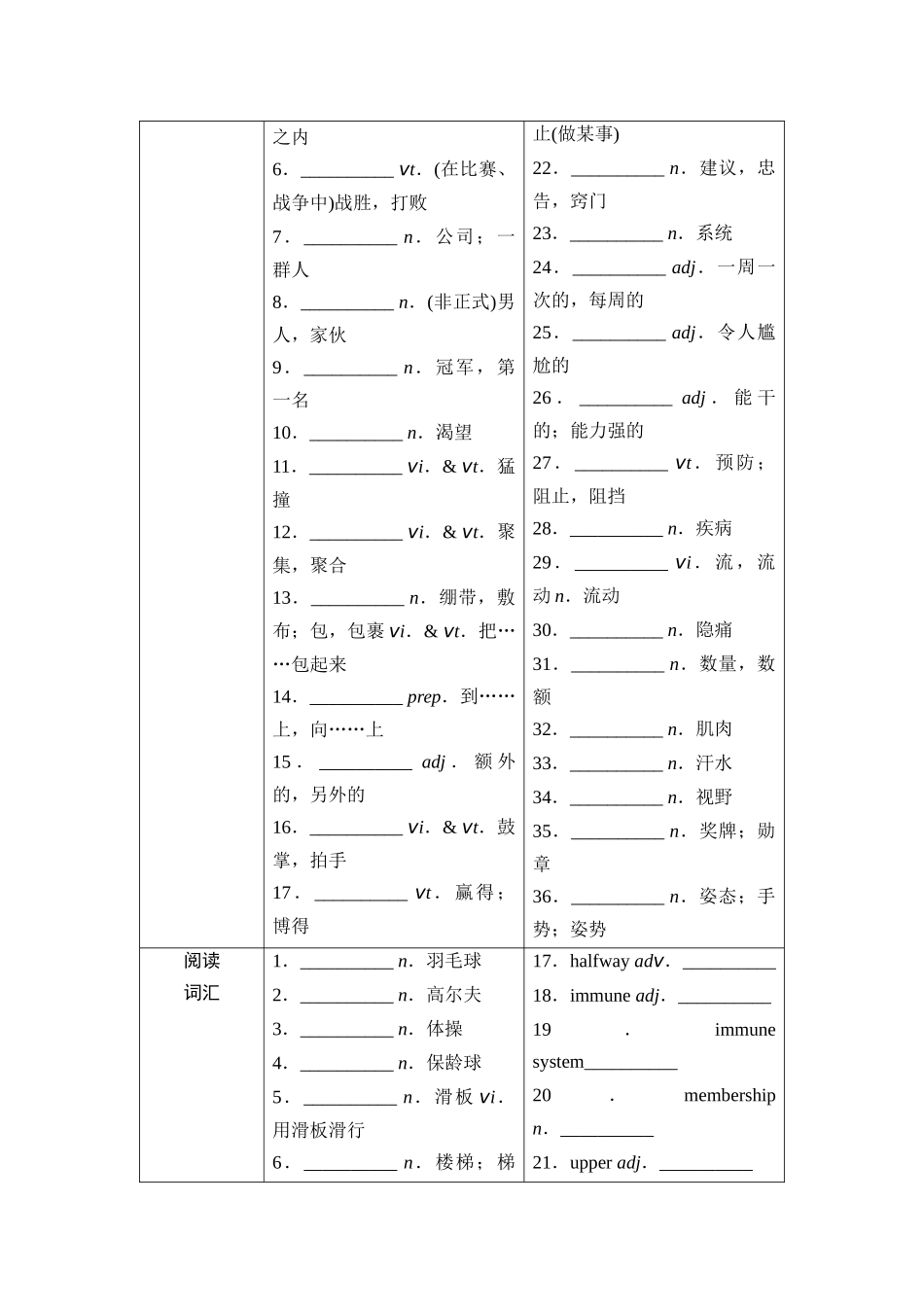 2026版《课堂新坐标》高三英语一轮复习北师大版02第一部分必修第一册UNIT2SPORTSANDFITNESS(1).docx_第2页