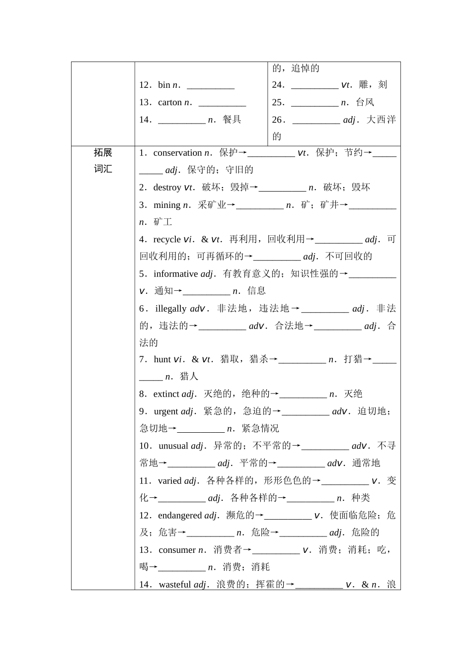 2026版《课堂新坐标》高三英语一轮复习北师大版12第一部分选择性必修第一册UNIT3CONSERVATION(1).docx_第3页