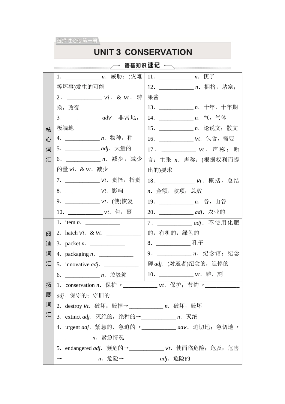 2026版《课堂新坐标》高三英语一轮复习北师大版12选择性必修第一册UNIT3CONSERVATION.docx_第1页