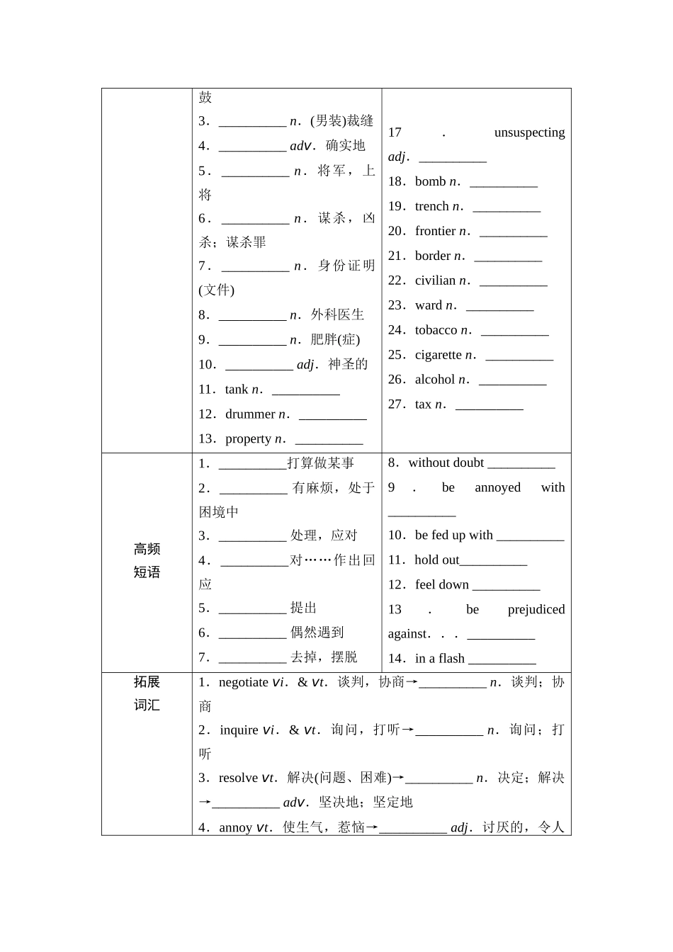 2026版《课堂新坐标》高三英语一轮复习北师大版20第一部分选择性必修第四册UNIT11CONFLICTANDCOMPROMISE(1).docx_第3页