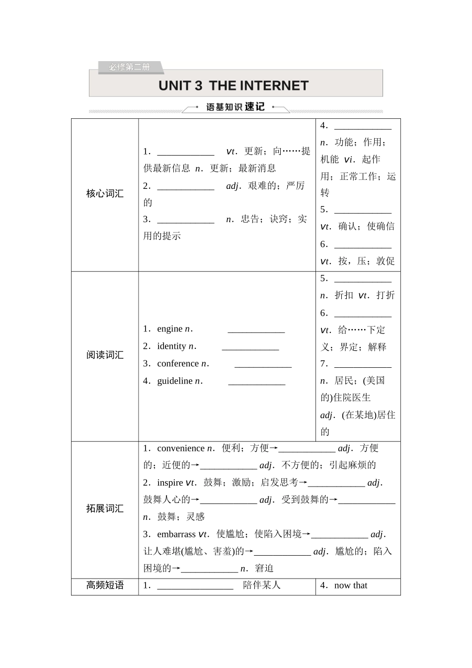 2026版《课堂新坐标》高三英语一轮复习人教版09必修第二册UNIT3THEINTERNET.docx_第1页