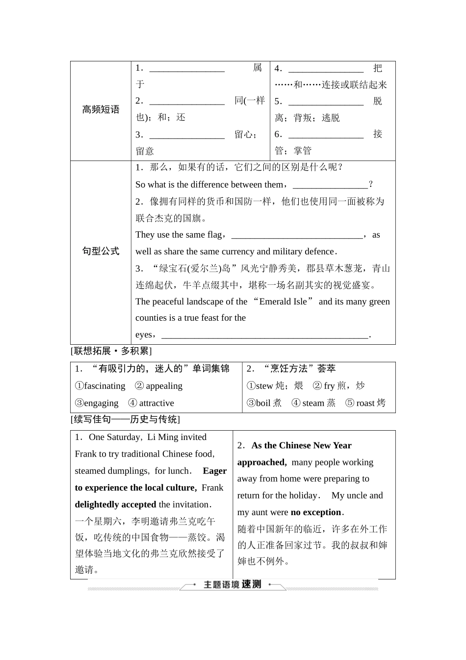 2026版《课堂新坐标》高三英语一轮复习人教版10必修第二册UNIT4HISTORYANDTRADITIONS.docx_第2页
