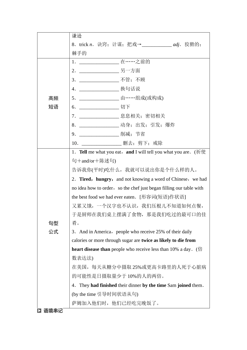 2026版《课堂新坐标》高三英语一轮复习人教版24第一部分选择性必修第二册UNIT3FOODANDCULTURE.docx_第3页