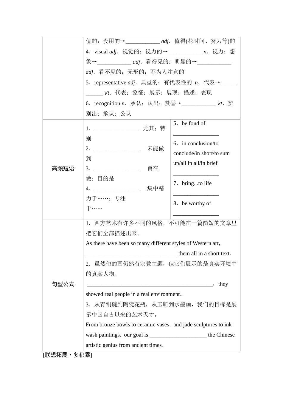 2026版《课堂新坐标》高三英语一轮复习人教版27选择性必修第三册UNIT1ART.docx_第2页