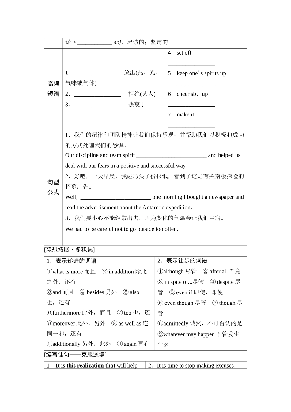 2026版《课堂新坐标》高三英语一轮复习人教版30选择性必修第三册UNIT4ADVERSITYANDCOURAGE.docx_第2页