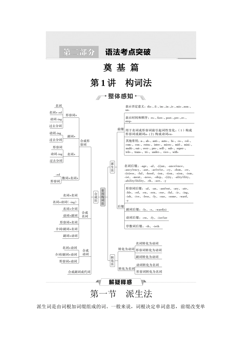 2026版《课堂新坐标》高三英语一轮复习人教版37第二部分奠基篇第1讲构词法(1).docx_第1页