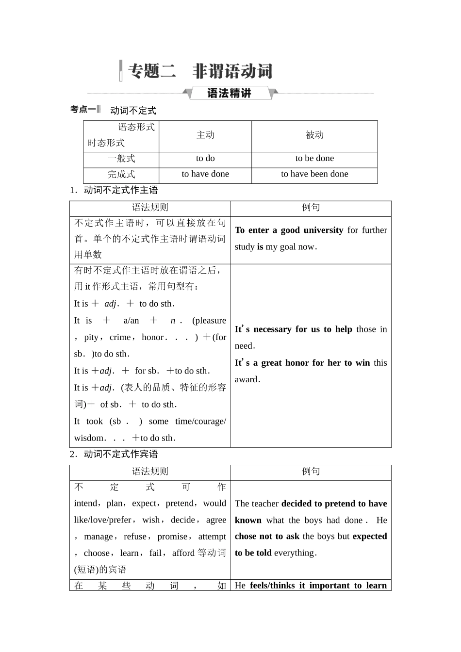 2026版《课堂新坐标》高三英语一轮复习人教版42第二部分词法篇专题二非谓语动词(1).docx_第1页