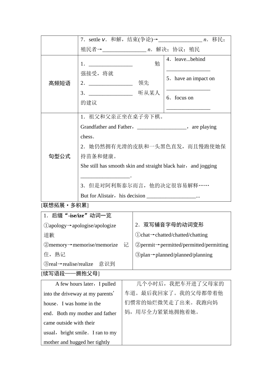 2026版《课堂新坐标》高三英语一轮复习外研社版03必修第一册Unit3Familymatters.docx_第2页