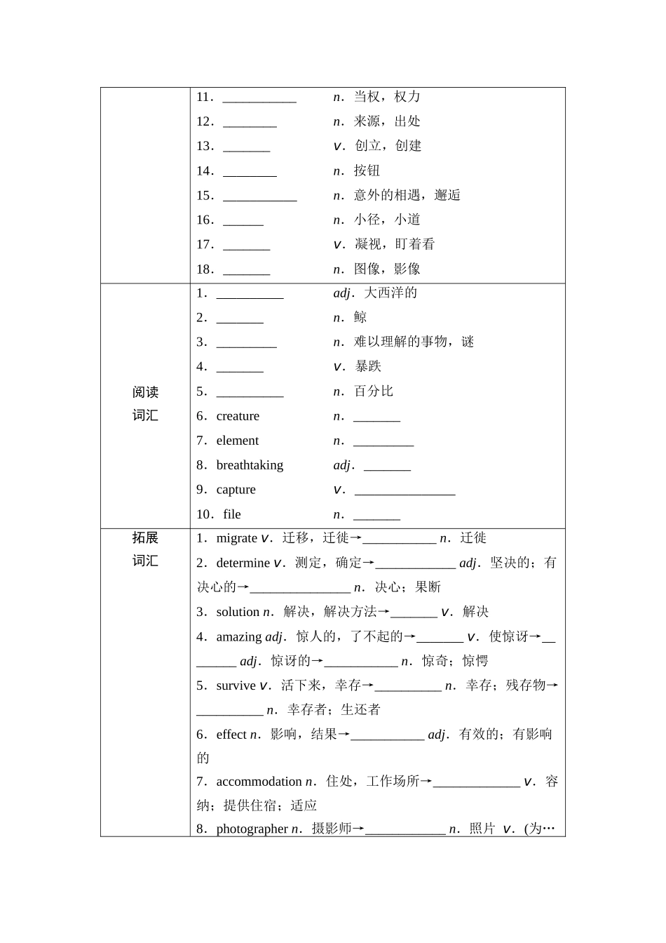 2026版《课堂新坐标》高三英语一轮复习外研社版05第一部分必修第一册Unit5Intothewild(1).docx_第2页
