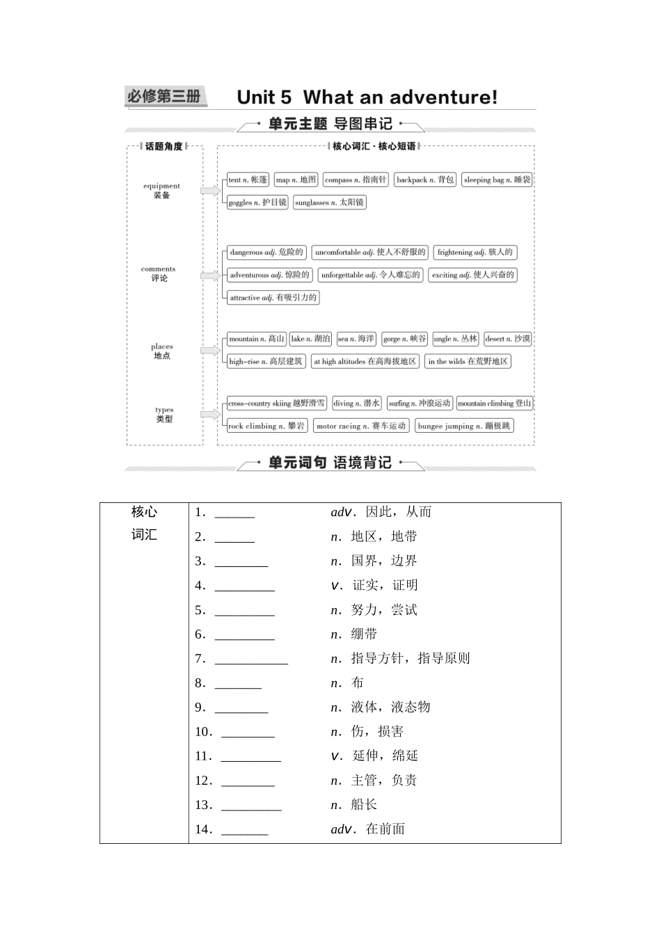 2026版《课堂新坐标》高三英语一轮复习外研社版17第一部分必修第三册Unit5Whatanadventure！(1).docx_第1页