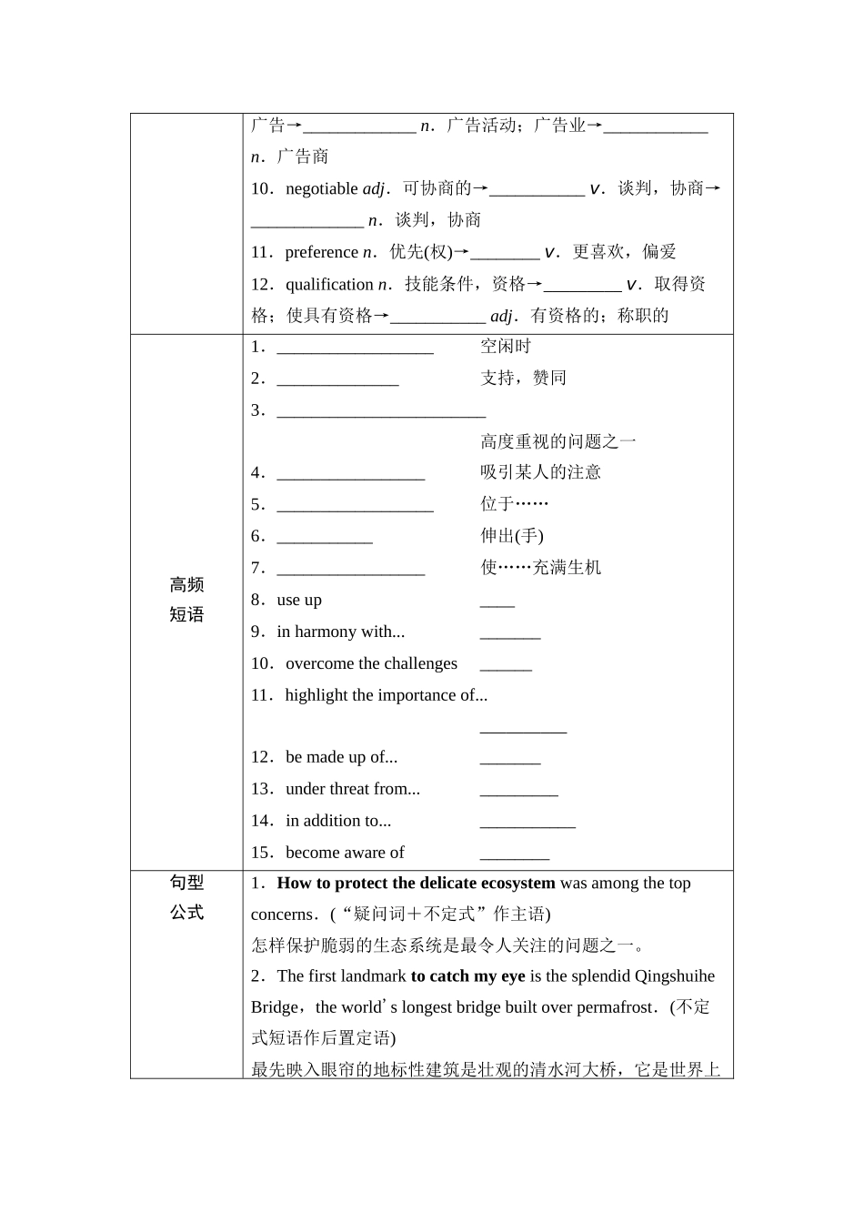 2026版《课堂新坐标》高三英语一轮复习外研社版24第一部分选择性必修第一册Unit6Nurturingnature(1).docx_第3页